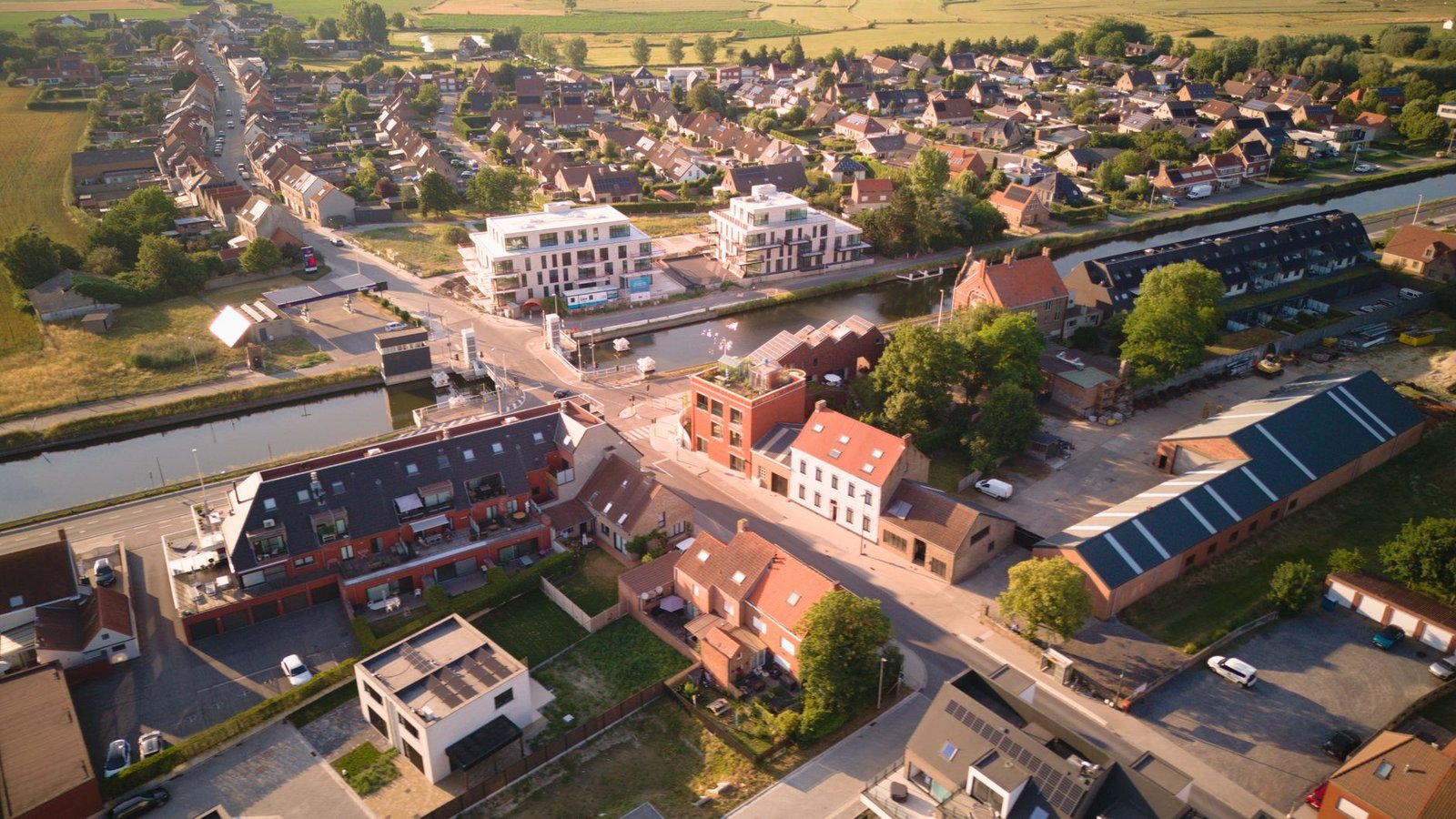 Rustige met bomen omzoomde straat in een Belgische woonwijk